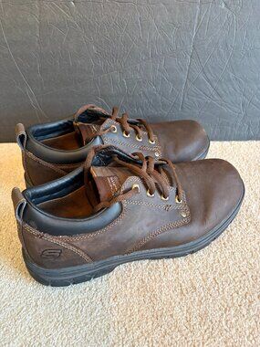 Skechers Relaxed Fit Men's Casual Rilar Oxford Shoes Size 12 Brown leather 64260